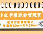 小红书爆涨粉变现营，教你打造爆款笔记，年涨粉20w+月入20w-水滴知识网