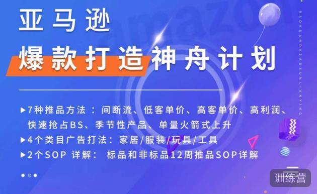 亚马逊爆款打造神舟计划,7种推品方法,4个类目广告打法,2个SOP详解-水滴知识网
