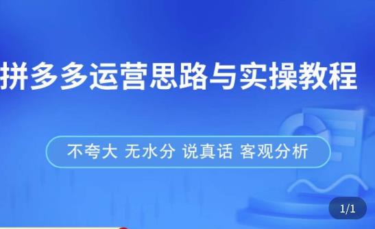 拼多多店铺运营思路与实操教程,快速学会拼多多开店和运营,少踩坑,多盈利-水滴知识网