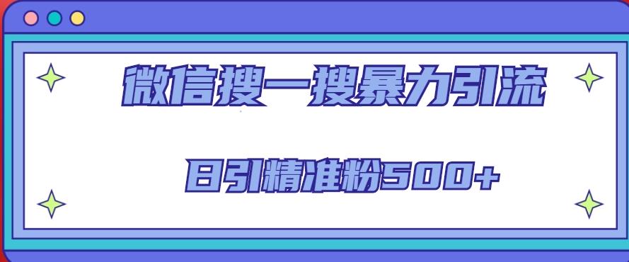 微信搜一搜引流全系列课程，日引精准粉500+（8节课）-水滴知识网