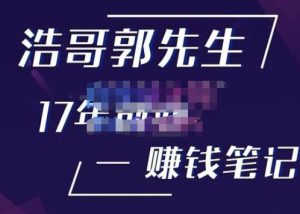 浩哥郭先生17年创业赚米笔记,打开你对很多东西的认知,让你知道原来赚钱或创业不单单是发力就行-水滴知识网
