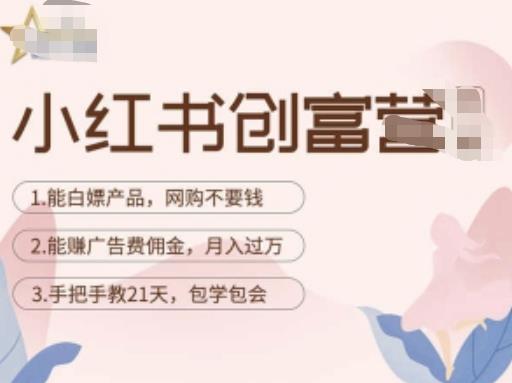 小红书创富营-教小红书带货,陪跑21天,教你赚广告费佣金,月入过万-水滴知识网