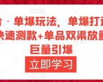 万相台·单爆玩法,单爆打造流程+单品快速测款+单品双渠放量+単品巨量引爆-水滴知识网