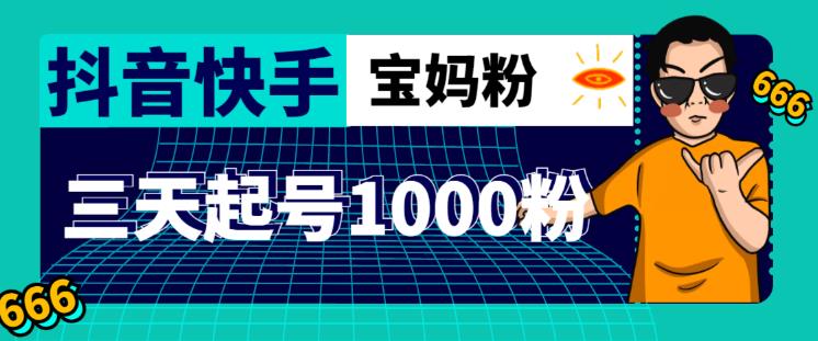 抖音快手三天起号涨粉1000宝妈粉丝的核心方法【详细玩法教程】-水滴知识网