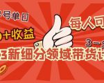 2023新细分领域带货计划:单号单日1000+收益不难,每人可操作3-5个账号-水滴知识网