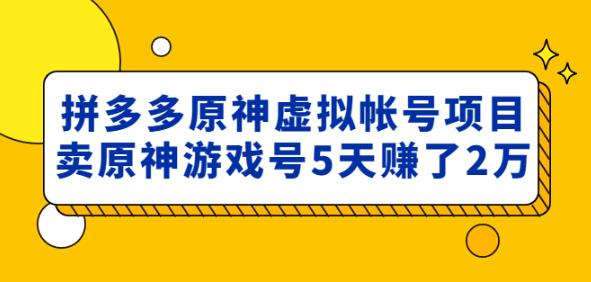 外面卖2980的拼多多原神虚拟帐号项目：卖原神游戏号5天赚了2万-水滴知识网
