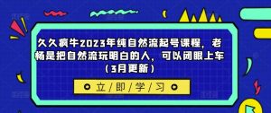久久疯牛2023年纯自然流起号课程，老杨是把自然流玩明白的人，可以闭眼上车（3月更新）-水滴知识网