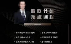 韩老师聊美业-美业股权分配系统课程,如何制定约束股东规则+老板占100%的股份+单店老板占小股份等-水滴知识网