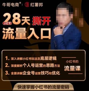 牛哥电商红薯邦28天撕开小红书流量入口,小红书运营系列课,快速掌握小红书的流量密码-水滴知识网