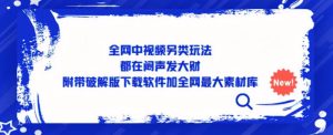 全网中视频另类玩法，都在闷声发大财，附带破解版下载软件加全网最大素材库-水滴知识网