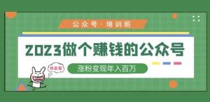 2023公众号培训班,2023做个赚钱的公众号,涨粉变现年入百万!-水滴知识网