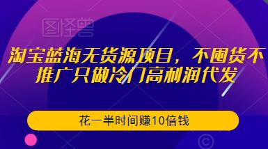 淘宝蓝海无货源项目,不囤货不推广只做冷门高利润代发,花一半时间赚10倍钱-水滴知识网