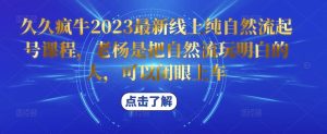 久久疯牛2023最新线上纯自然流起号课程，老杨是把自然流玩明白的人，可以闭眼上车-水滴知识网
