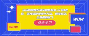 小店随心推投放实操指导从入门到进阶，保姆级投流操作方法，精准起店，生意即刻起飞-水滴知识网