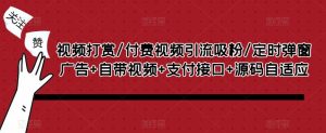 视频打赏/付费视频引流吸粉/定时弹窗广告+自带视频+支付接口+源码自适应-水滴知识网