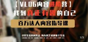 vlog内容进阶营,找到真正有趣的自己,百万达人内容指导课-水滴知识网