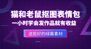 外面收费880的猫和老鼠绿幕抠图表情包视频制作教程，一条视频13万点赞，直接变现3W-水滴知识网