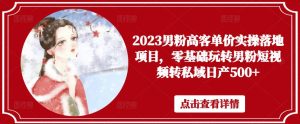 2023男粉高客单价实操落地项目,零基础玩转男粉短视频转私域日产500+-水滴知识网