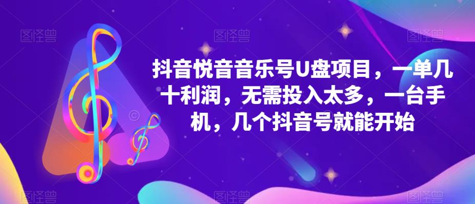 抖音音乐号U盘项目,一单几十利润,无需投入太多,一台手机,几个抖音号就能开始-水滴知识网