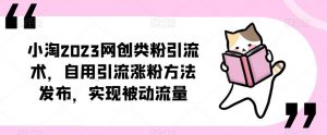 ​小淘2023网创类粉引流术，自用引流涨粉方法发布，实现被动流量-水滴知识网