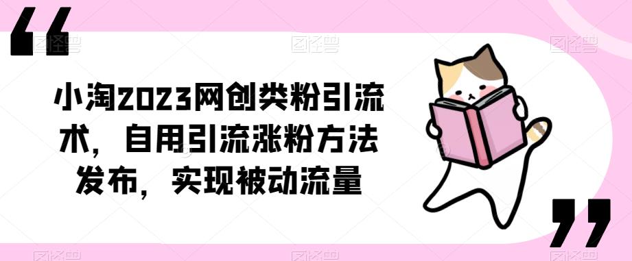 小淘2023网创类粉引流术,自用引流涨粉方法发布,实现被动流量-水滴知识网