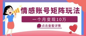 云天情感账号矩阵项目,简单操作,月入10万+可放大(教程+素材)-水滴知识网