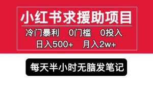 小红书求援助项目，冷门但暴利0门槛无脑发笔记日入500+月入2w可多号操作-水滴知识网