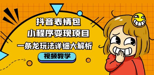 抖音表情包小程序变现项目,一条龙玩法详细大解析,视频版学习!-水滴知识网