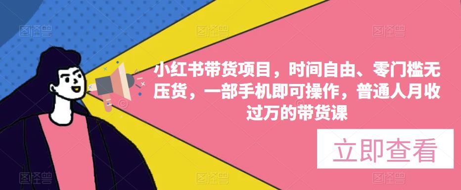 小红书带货项目，时间自由、零门槛无压货，一部手机即可操作，普通人月收过万的带货课-水滴知识网