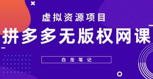 【白龙笔记】拼多多无版权网课项目，月入5000的长期项目，玩法详细拆解【揭秘】-水滴知识网