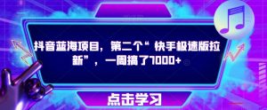 抖音蓝海项目，第二个“快手极速版拉新”，一周搞了7000+【揭秘】-水滴知识网