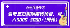 爱奇艺短视频搬砖项目,月入3000-5000+【揭秘】-水滴知识网