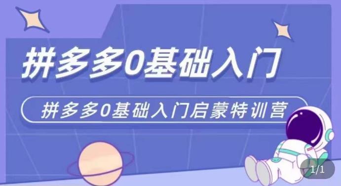 拼多多运营0-1实操特训营，拼多多0基础入门，从基础到进阶的可实操玩法-水滴知识网