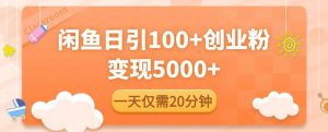 闲鱼引流精准创业粉,每天20分钟,日引流100+,变现5000+-水滴知识网