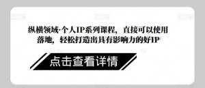 纵横领域·个人IP系列课程,直接可以使用落地,轻松打造出具有影响力的好IP-水滴知识网