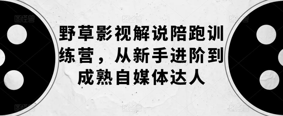野草影视解说陪跑训练营,从新手进阶到成熟自媒体达人-水滴知识网