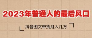 2023年普通人的最后风口,抖音图文带货月入几万,只需一部手机即可操作-水滴知识网