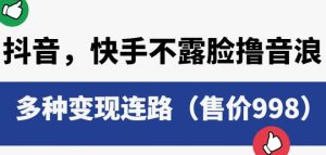 抖音快手不露脸撸音浪项目，多种变现连路（售价998）-水滴知识网