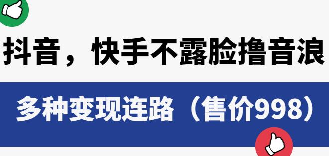 抖音快手不露脸撸音浪项目，多种变现连路（售价998）-水滴知识网
