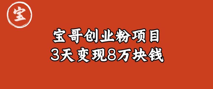 宝哥IP图文创业粉引流项目实战分享:单个账号3天涨粉1万,变现8万块钱(图文教程)【揭秘】-水滴知识网