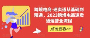 跨境电商-速卖通从基础到精通,2023跨境电商速卖通运营全流程-水滴知识网