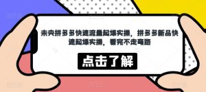 未央拼多多快速流量起爆实操,拼多多新品快速起爆实操,看完不走弯路-水滴知识网