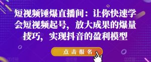 短视频锤爆直播间:让你快速学会短视频起号,放大成果的爆量技巧,实现抖音的盈利模型-水滴知识网