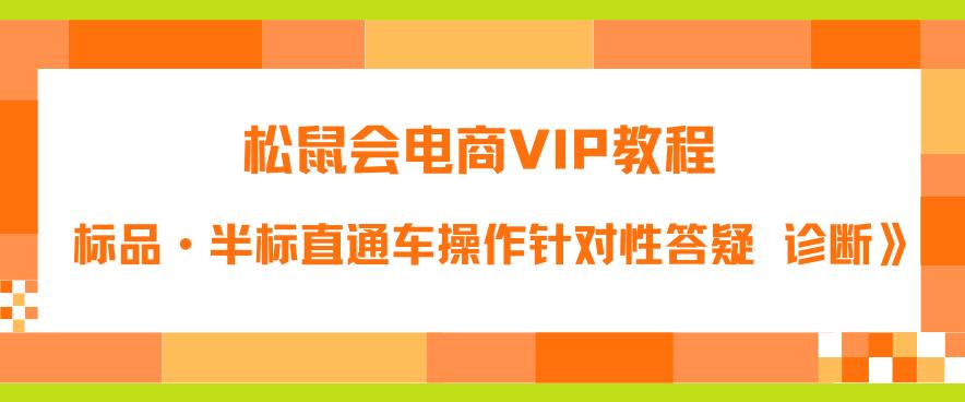松鼠会电商VIP教程：松鼠《付费推广标品·半标直通车操作针对性答疑&诊断》-水滴知识网