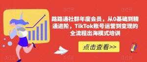 路路通社群年度会员,从0基础到精通进阶,TikTok账号运营到变现的全流程出海模式培训-水滴知识网