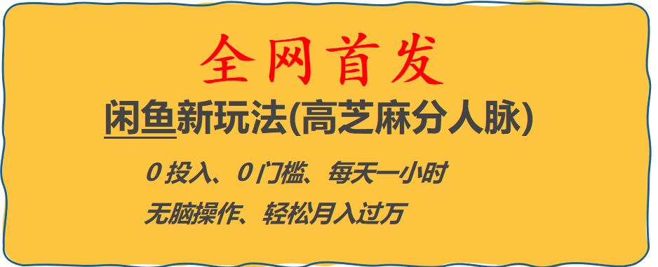 闲鱼新玩法(高芝麻分人脉)0投入0门槛,每天一小时，轻松月入过万【揭秘】-水滴知识网