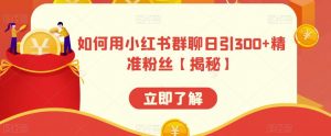 如何用小红书群聊日引300+精准粉丝【揭秘】-水滴知识网
