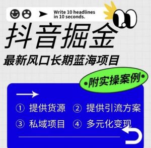 抖音掘金最新风口,长期蓝海项目,日入无上限(附实操案例)【揭秘】-水滴知识网
