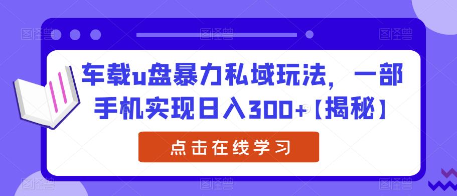 车载u盘暴力私域玩法,一部手机实现日入300+【揭秘】-水滴知识网