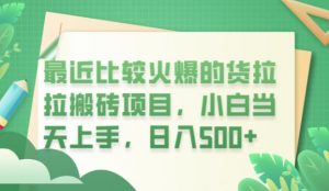 最近比较火爆的货拉拉搬砖项目，小白当天上手，日入500+【揭秘】-水滴知识网